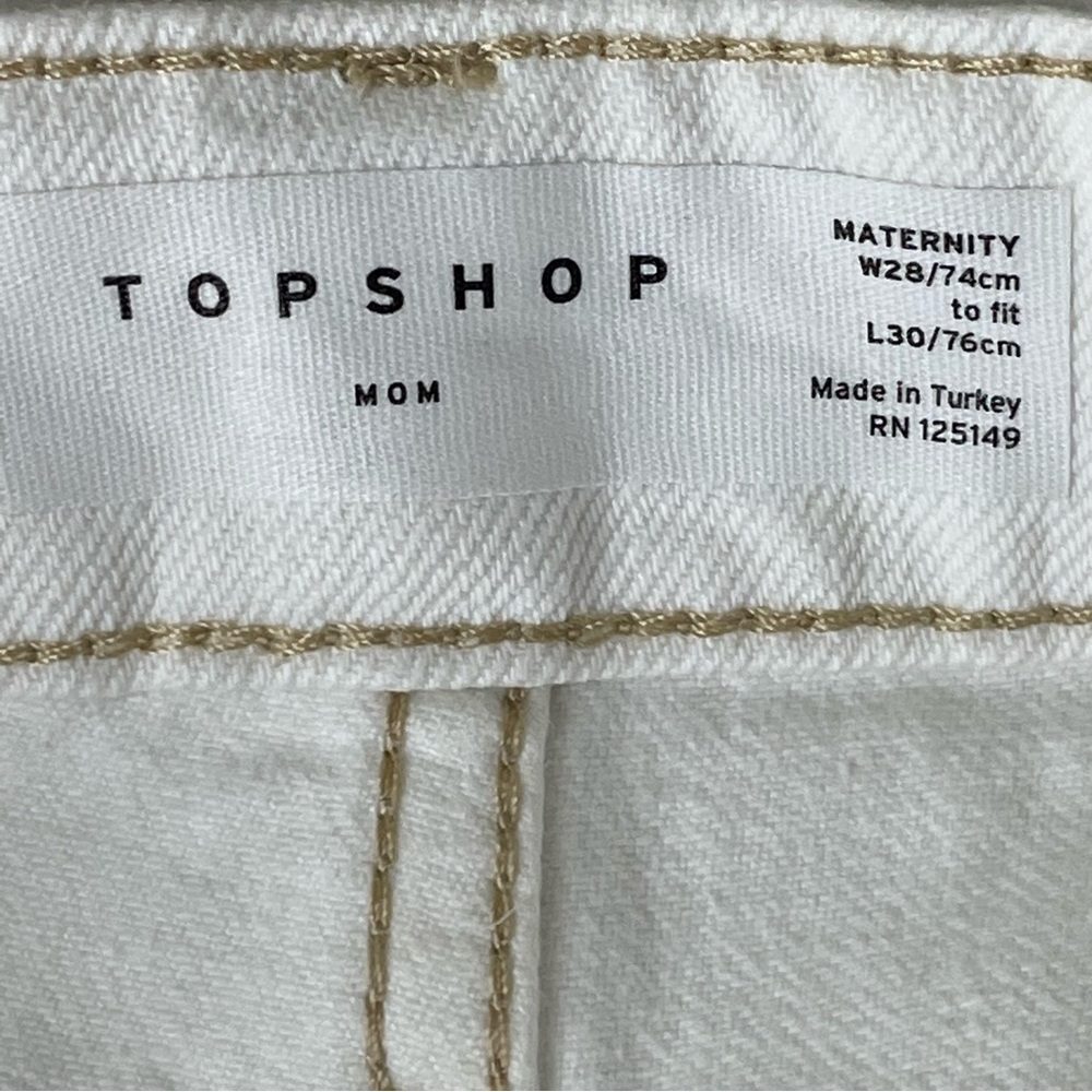 TOPSHOP MATERNITY NWT MOM PULL ON JEANS STRAIGHT LEG OVERBUMP WHITE 28 30 - Picture 9 of 12